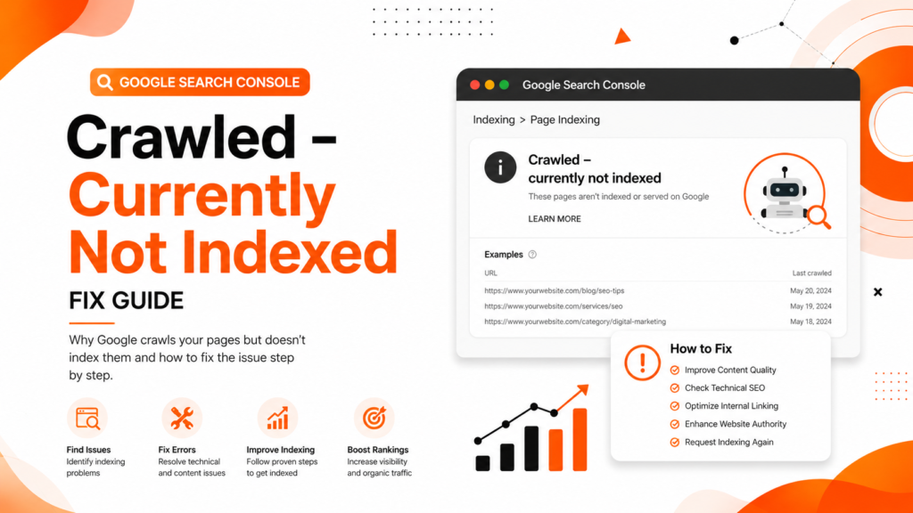 Google Search Console Showing “Crawled – Currently Not Indexed” Fix Guide